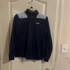Vineyard Vines XS Navy White Striped Zip-Up quarter zip popover sweatshirt